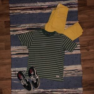 polo green stripped t shirt!